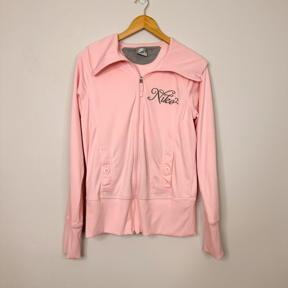 Nike2 Light Pink Full Zip Long Sleeve Sweater Jacket